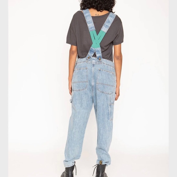 Sandrine Rose x Free People Distressed Denim Overalls Size Medium NWT - Picture 3 of 13